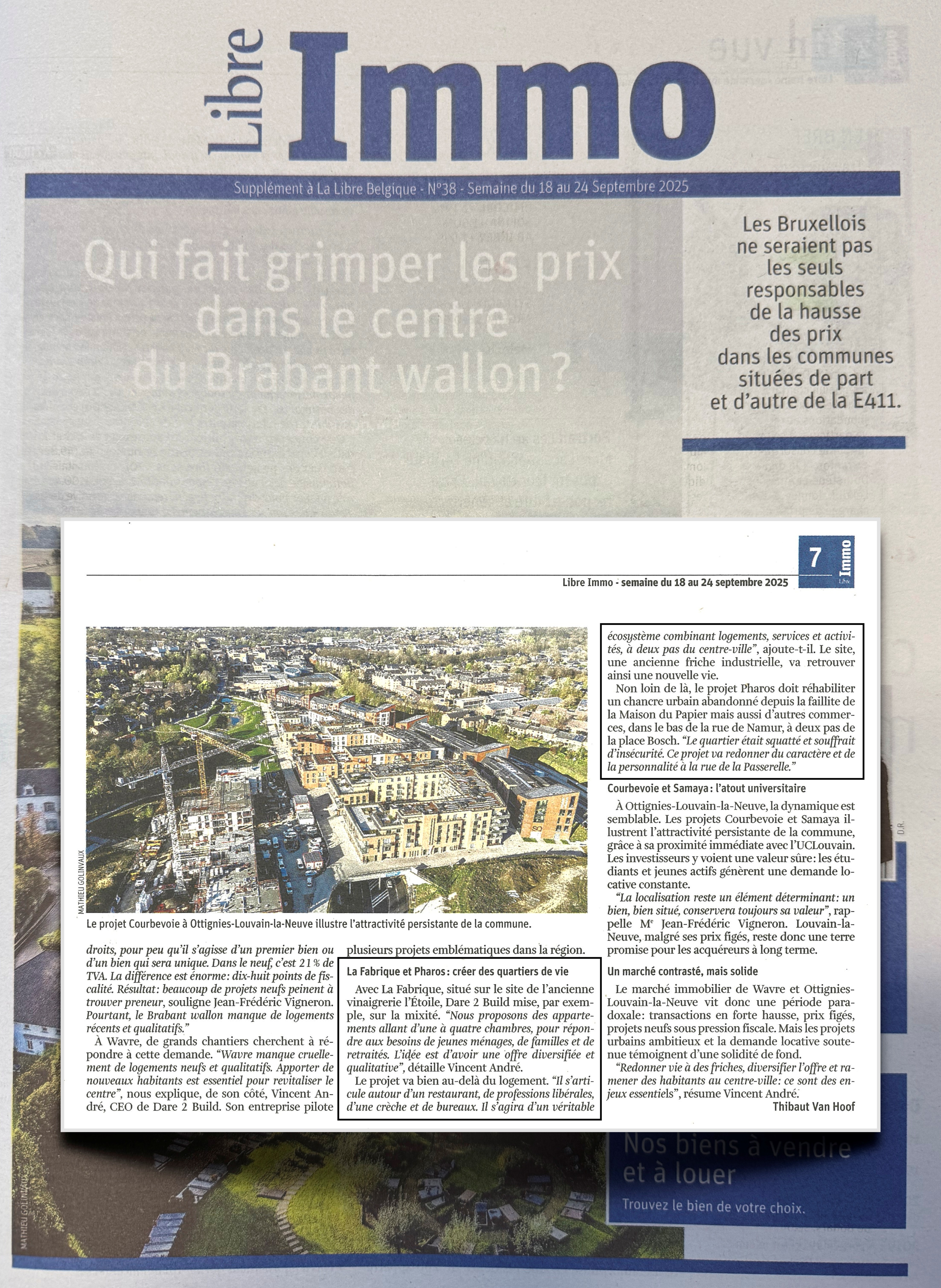 Pharos et La Fabrique à l'honneur dans La Libre Immo 